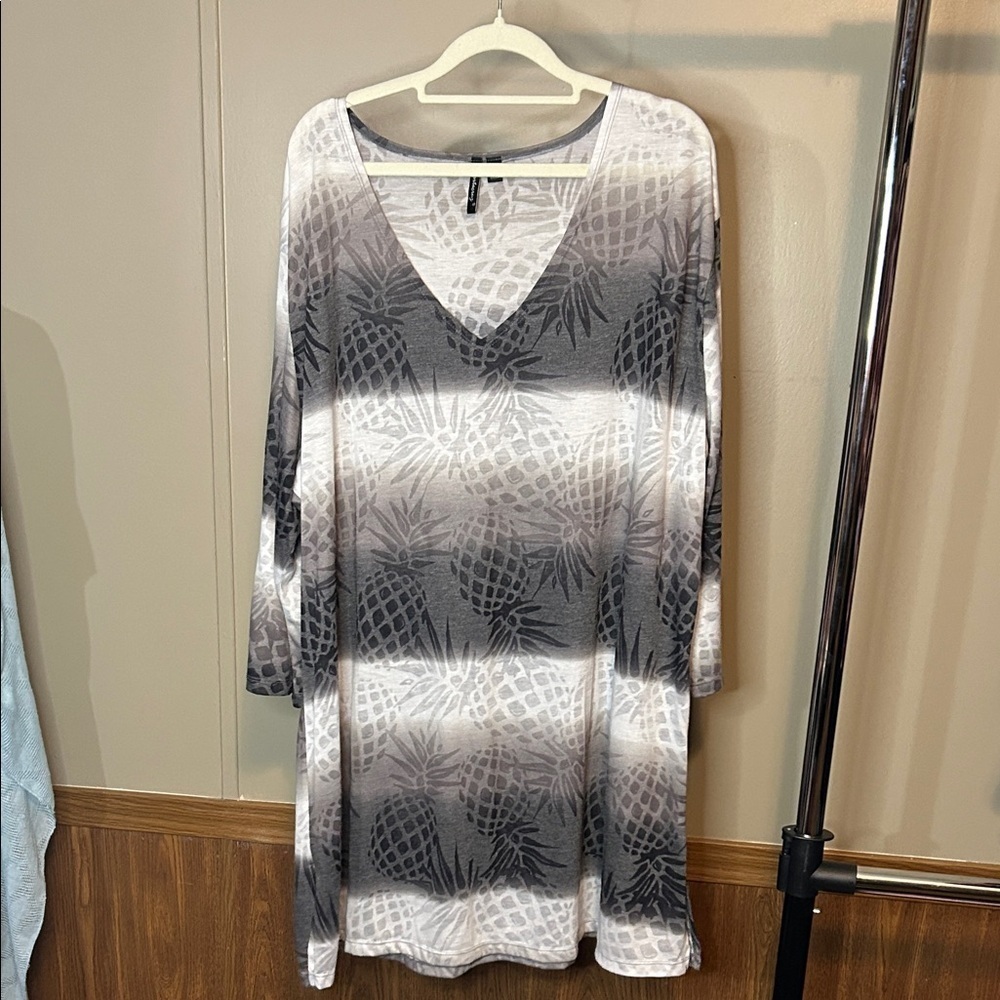 Portocruz Elegant Ombre Pineapple Tunic 3X EUC